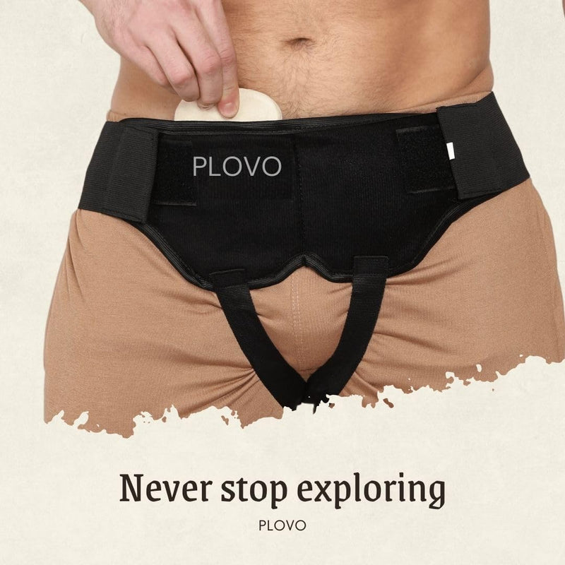 [Australia] - Premium Hernia Belt, Inguinal Groin Support Truss, Adjustable Dual-Side Compression (Black, Small) Black 