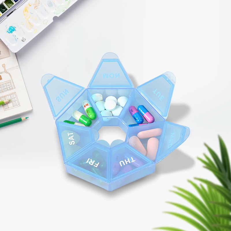 INVODA Weekly Pill Organizer Daily Medicine Case 7 Day Pill Box Organizer for Vitamin Fish Oil Pills Supplements Arthritis Friendly (Blue) Blue