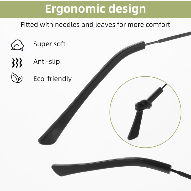 [Australia] - 10 pairs of glasses temple covers, glasses replacement, mirror legs, silicone glasses tips, ear sleeves, tube set, glasses mirror tips, soft silicone glasses, non-slip stoppers, thin metal glasses legs, black 