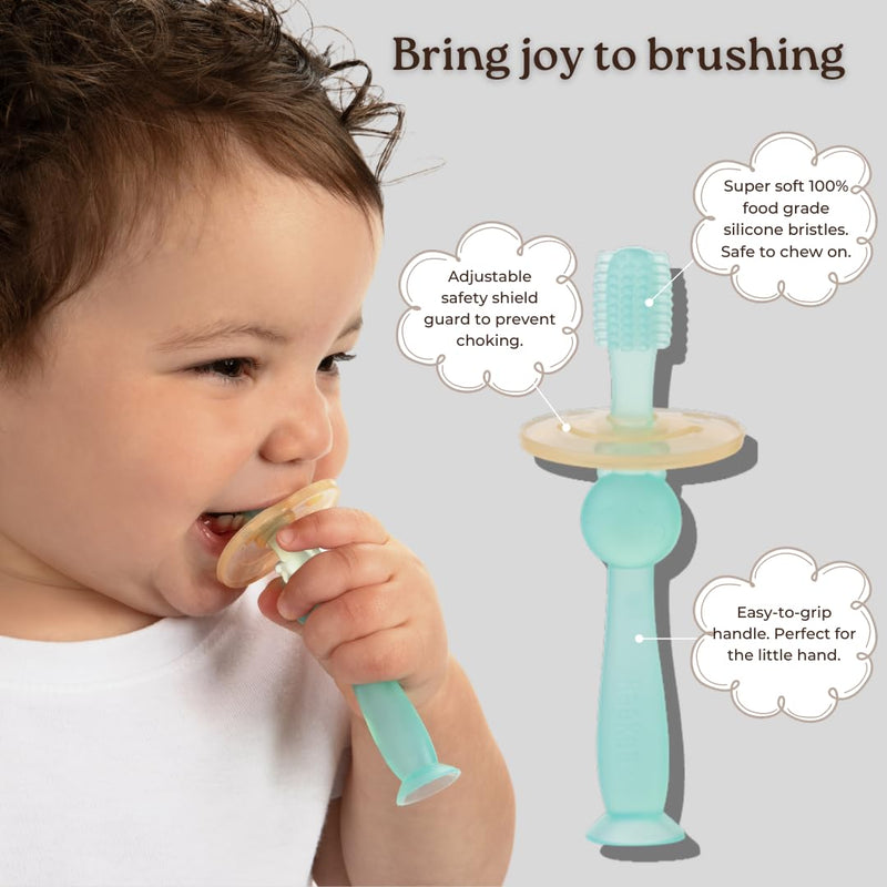 [Australia] - Haakaa 360° Silicone Baby Toothbrush – 100% Soft Food Grade Silicone, BPA-Free, Suction Base, Safe for Babies 6 Months+, Gentle Gum and Teeth Cleaning for Infants, Gum Massager (Pink) Pink 1 Count (Pack of 1) 