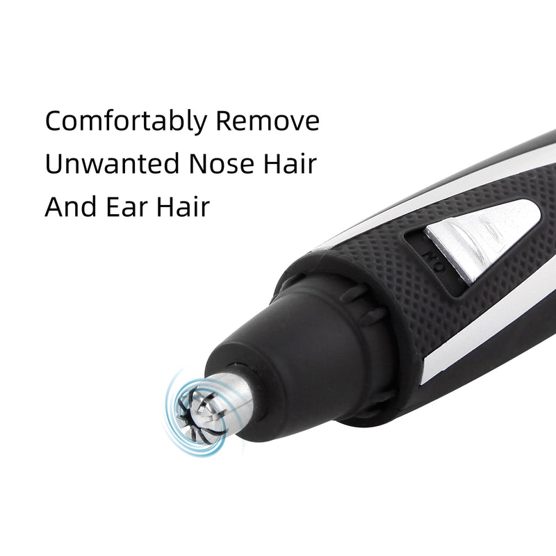 Ear and Nose Hair Trimmer Clippers: 2025 Professional Painless Eyebrow & Facial Hair Trimmers Remover for Men Women, Battery Operated Nasal Clipper, Dual Edge Waterproof Blades for Easy Clean, Black