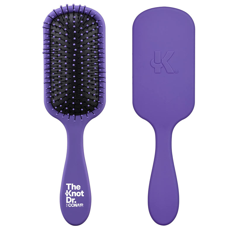 The Knot Dr. hair brush by Conair - Detangling hair brush - Removes Knots and Tangles in wet or dry hair - curly hair brush - Purple 1 Count (Pack of 1)