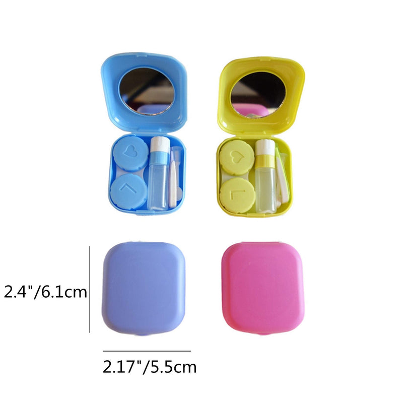 [Australia] - 4 Pack Colorful Contact Lens Case Kit with Mirror Durable, Compact, Portable Soak Storage Kit 