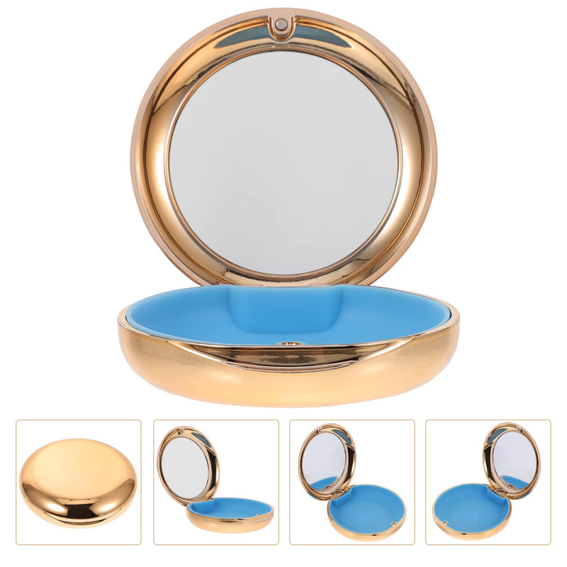 [Australia] - Healifty Portable Dental Retainer Box Dental Braces Case Practical Invisible Denture Case Dental Mouth Guard Case with Mirror Oral Care Box (Golden), 8.7X2.7CM 