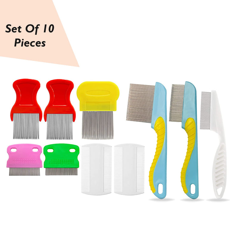 [Australia] - 10 Pieces Hair Nit Combs Remove Head Nits Fine Stainless Steel Teeth Head Nit Comb For Pets Kids And Adults 