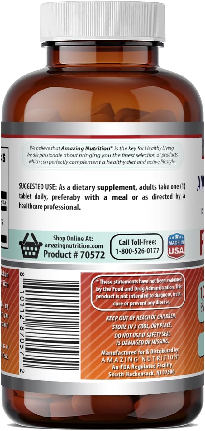 Amazing Formulas Folic Acid 1000 mcg (1 mg) Tablets Supplement | Vitamin B9 | Non-GMO | Gluten Free | Made in USA (240 Count | 3 Pack) Unflavored - 240 Count | 3 Pack