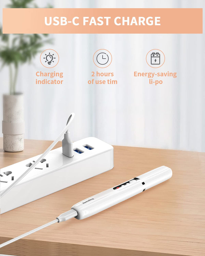 [Australia] - Eyebrow Trimmer, Electric Eyebrow Razor for Women Men, Rechargeable Painless LED Light Facial Hair Shaver Remover with Rinseable Blade for Face Lips Neck Leg White 