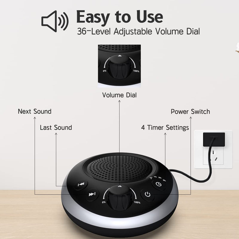 [Australia] - Loudspeakers Sound Machine Brown Noise Machine White Noise Machine Nonstop 30 Soothing Sounds for Baby Kids Adults Sleep Machine Auto-Off Timer Memory Function for Home Travel Office Black 