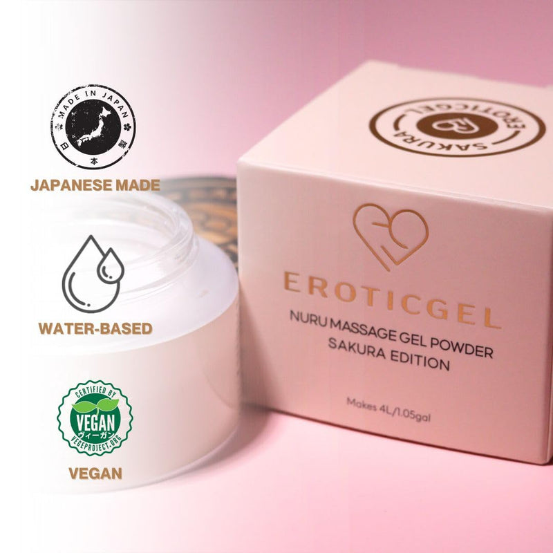 [Australia] - Sakura Edition Nuru Massage Gel Powder 40g | Aloe Vera, Seaweed, Liquorice, & Green Tea | Made in Japan | Paraben & Glycerine Free | Makes 1.05 gal |Unscented, Colorless and Tasteless Sakura Vegan - 40g 