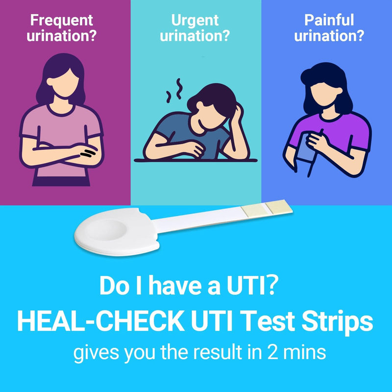 HEAL-CHECK UTI Test Strips, Home Urine Test Kit for Women & Men, 3 Pack | Detect Leukocytes and Nitrite in 2 minutes with easy-grip strips designed for convenient at-home urinary health monitoring 3T