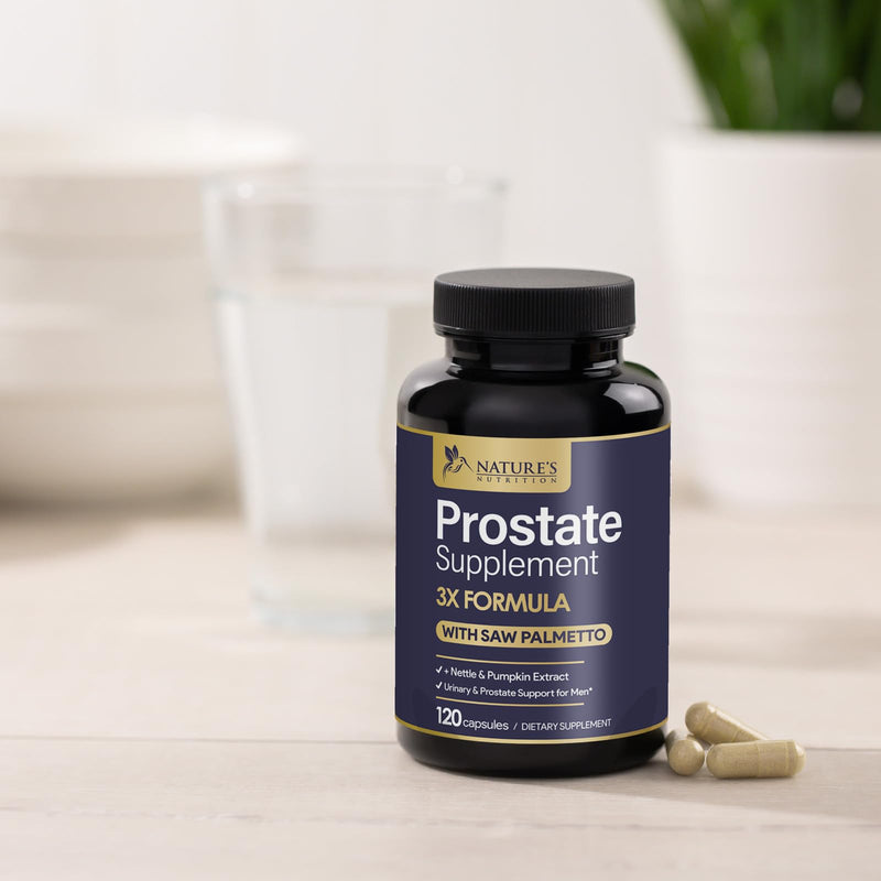 [Australia] - Prostate Health Supplements for Men - 3X Formula with Saw Palmetto Blend Stinging Nettle Root & Pumpkin Seed Extract Support Complex - Supports Bathroom Trips Prostate & Urinary Health - 120 Capsules 120 Count (Pack of 1) 