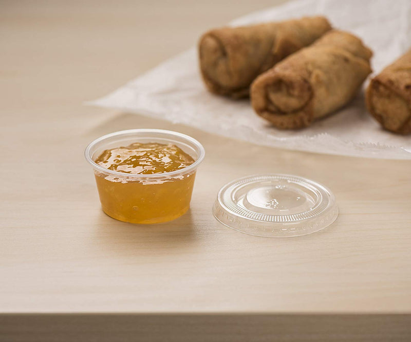 [Australia] - Comfy Package [100 Sets - 2 oz. Plastic Disposable Portion Cups with Lids, Souffle Cups, Jello Cups… 2 oz. 