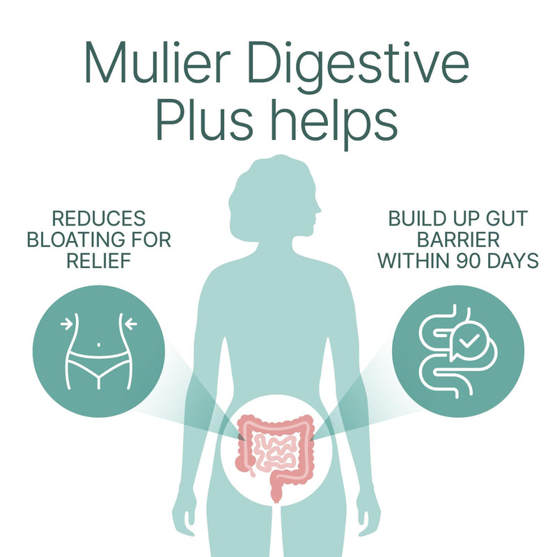 Mulier Menopause Bloating Relief, Digestive Enzyme Supplement, 10 Active Ingredients + Digestive Enzymes, Allergen Free & Vegan Friendly, 1 Month Supply, 60 Count, Gut Health