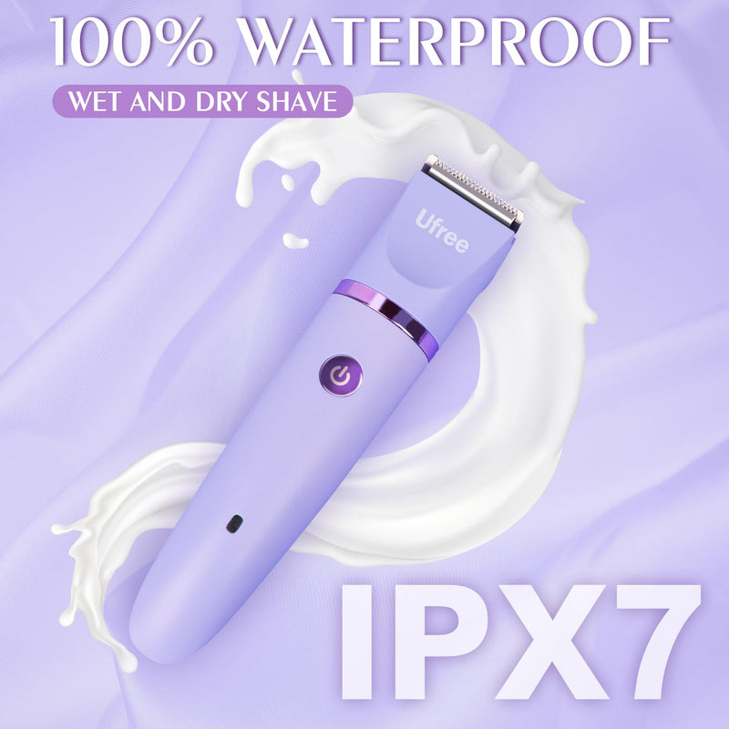 [Australia] - Ufree Bikini Trimmer Electric Razors for Women, Rechargeable Pubic Body Hair Trimmer Electric Shaver for Legs Body Hair, Bikini Shaver IPX7 Waterproof, Gifts for Women, Purple 