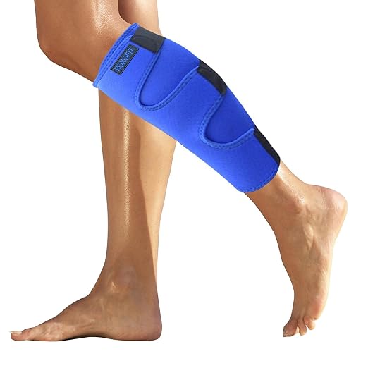 ROXOFIT Calf Brace for Torn Calf Muscle and Shin Splint Pain Relief - Adjustable Neoprene Compression Support Wrap for Lower Leg Tibia Injury, Strain, Tear - Runners Sleeve for Men and Women