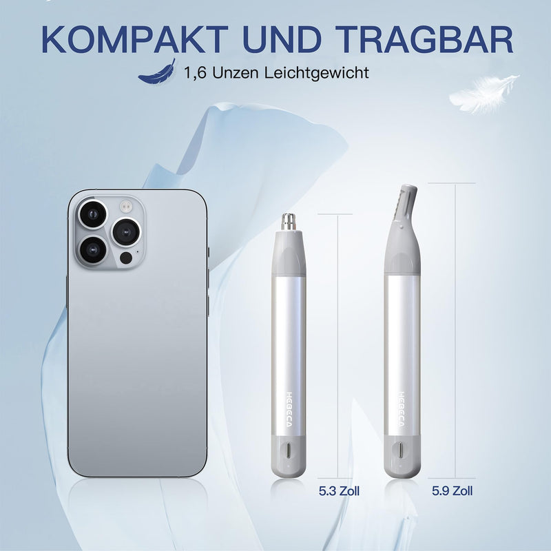 [Australia] - HEBECA Nose Hair Trimmer Men Women - 2 in 1 Nose Trimmer Women Electric - Nose and Ear Trimmer Nose Hair Trimmer Men Portable Rechargeable 