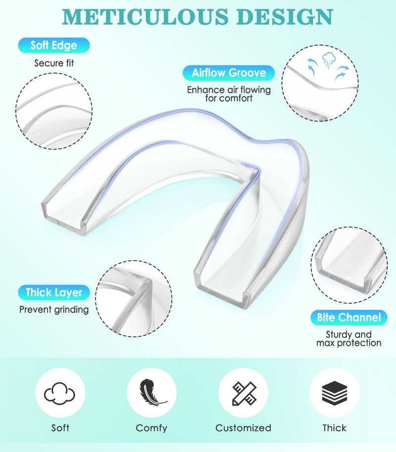 Mouth Guard for Grinding Teeth at Night,Night Guards for Teeth Grinding,Teeth Grinding Mouth Guard for Sleep,4 Pack/2 Size,Transparent Transparent