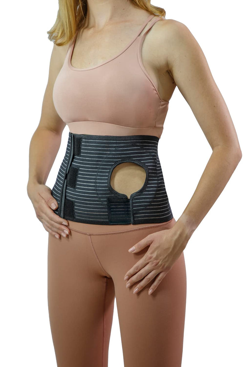 [Australia] - Abdominal Ostomy Belt for Post-Operative Care after Colostomy or Ileostomy Surgery Abdomen (Large), Black Large 