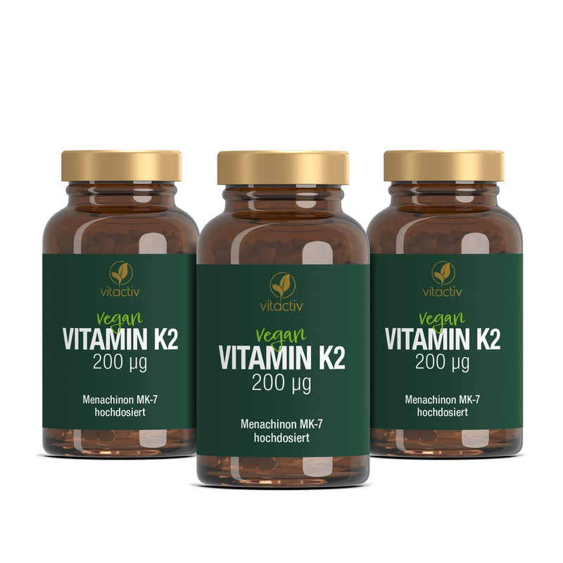[Australia] - VITACTIV Vitamin K2 tablets 200 µg - 270 pieces (9 months) - Vitamin K2 MK7 All Trans Menaquinone - for bones and blood coagulation, alternative to K2 drops - high dose, high bioavailability, vegan 23 g (pack of 3) 