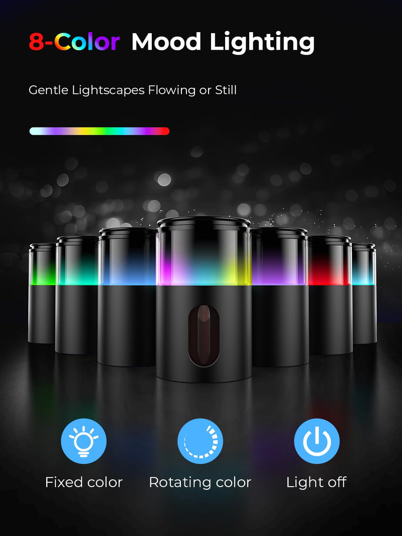 [Australia] - Waterless Essential Oil Diffuser: Battery Mini Scent Diffusers for Home&Car with 8 Color LED Night Light ‚Äî Cool Mist Aroma Machine Deep Black 
