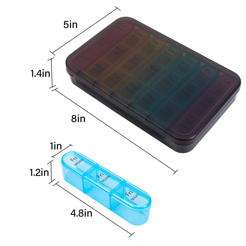 [Australia] - Daviky Pill Organizer 3X a Day, Weekly Pill Organizer 3 Times a Day, Pill Box 7 Day, Pill Cases Organizers 7 Day, Daily Pill Box Organizer, Medicine Organizer Box to Hold Vitamins and Medication Black 
