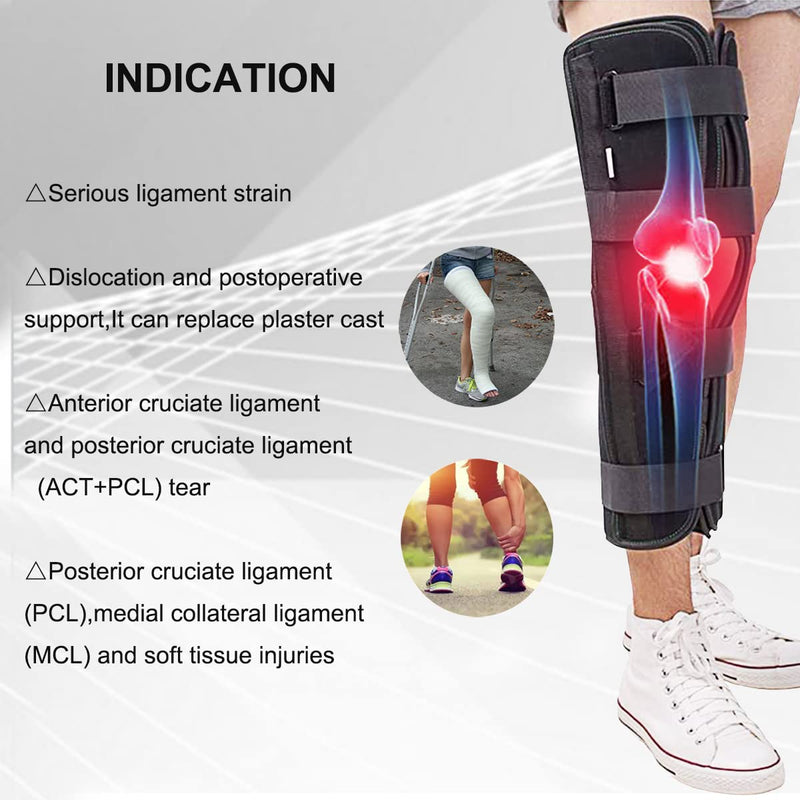 [Australia] - 3-Panel Knee Immobilizer Full Leg Support Brace, Aluminum alloy Straight Knee Splint - for Knee Pre-and Postoperative & Injury or Surgery Recovery (Update Size L) Update Large 