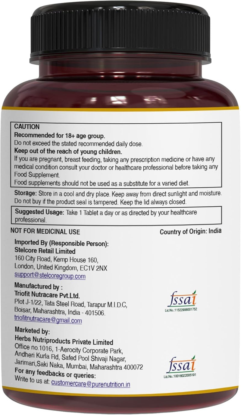 Pure Nutrition Vitamin D3 K2 Supplement (D3 6000iu + K2 MK7 100mcg) | 120 Tabs | Plant Based Vitamin D3 K2 Supplement to Support Calcium Absorption | Vegan Vitamin K2 D3 | Non GMO