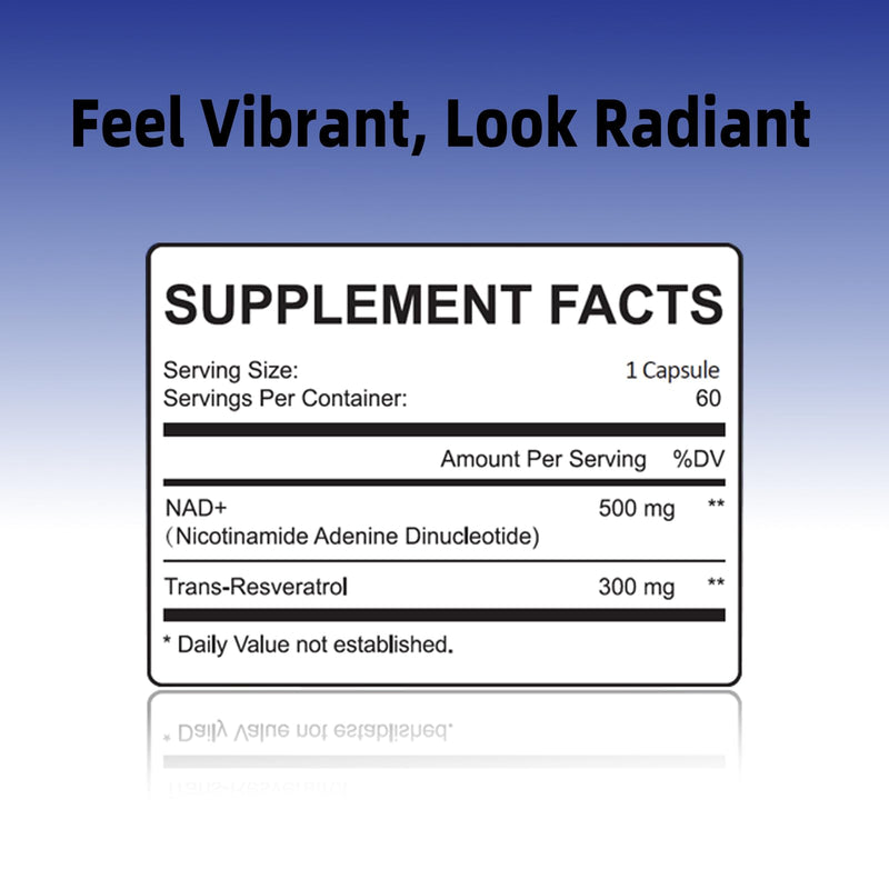 NAD+ Trans-Resveratrol Supplement, 800mg