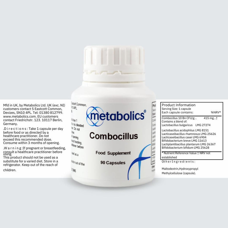 Combocillus Capsules | 7 Key Strains Of Good Bacteria | 10 Billion Live Bio Cultures | Vegan Capsules Made In The UK | Pot Of 90 Capsules | L Bulgaricus, L Acidophilis, L Rhamnosus, L Casei, B Breve, L Plantarum & B Bifidum