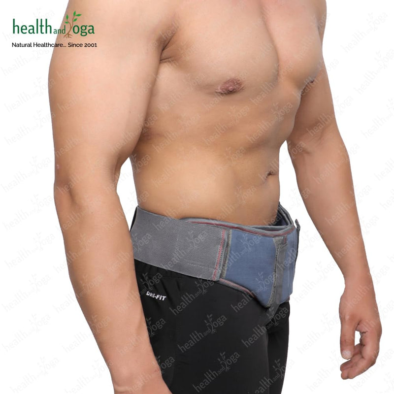 HealthAndYoga™ EasyPress New Comfortable Hernia Belt for Men – Inguinal Hernia Support Truss - Abdominal Binder Brace with Adjustable Self-Stick-on Bands (Medium) Medium