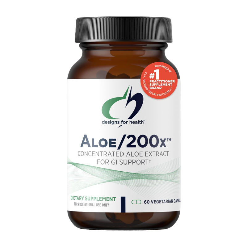 [Australia] - Designs for Health Aloe/200x - 200mg Aloe Vera Extract - Highly Concentrated Aloe Leaf Supplement for GI Support - Non-GMO, Vegetarian Pills (60 Capsules) Standard Packaging 