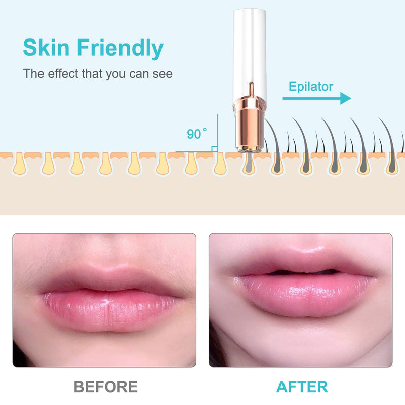 [Australia] - Facial Hair Removal for Women, Portable Women Facial Epilator, Painless Electric Hair Removal Device for Face, Upper Lip & Chin, USB Rechargeable, White 