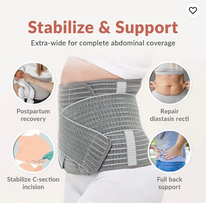 Mama Sue's Postpartum Recovery Belly Wrap Waistband or Post Surgical Adjustable Girdle, Great for Back Pain and Abdominal Compression (Small/Medium) Small/Medium