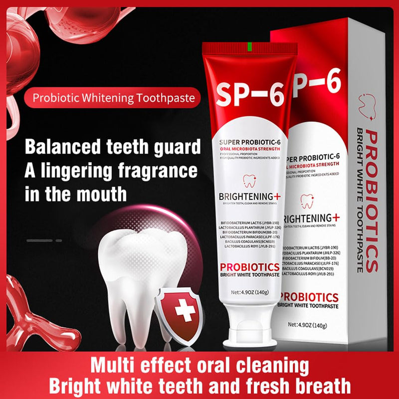 [Australia] - SP-6 Probiotic Whitening Toothpaste - Enhanced Formula with 6 Probiotics for Teeth Whitening and Gum Health - Enamel-Safe, Fluoride-Free, Fresh Mint Flavor,2 PCS 4.9 Fl Oz (Pack of 2) 