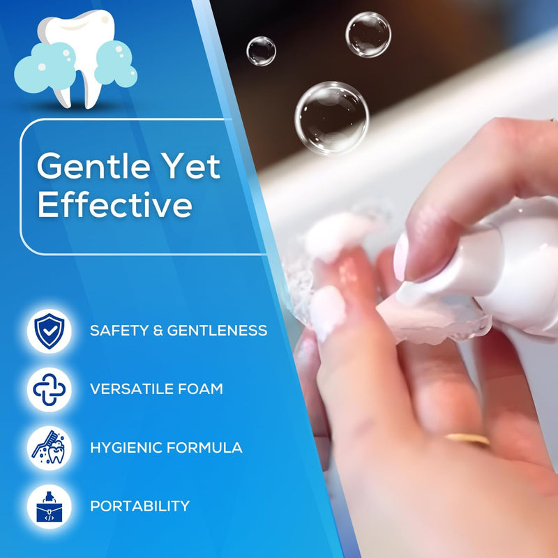 [Australia] - White Foam Retainer Cleaner – New Whitening Formula for Aligners, Retainers, Nightguards, Braces & Dentures – Super Minty for Invisalign, Essix, Hawley Trays – 50ml – Ideal for Gifting 