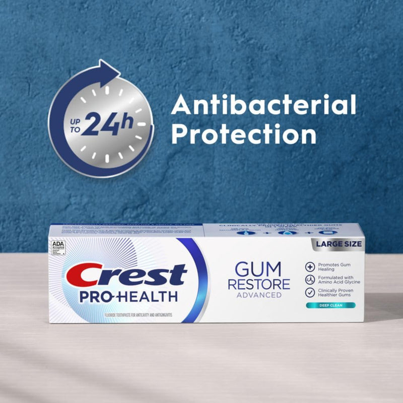 [Australia] - Crest Pro-Health Advanced Gum Restore Deep Clean Toothpaste 4.8 oz Pack of 3 -Anticavity, Antibacterial Flouride Toothpaste, Clinically Proven, Gum and Enamel Protection 