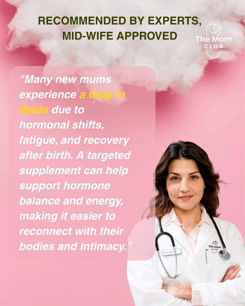 Libido Support for New Moms – Boosts Desire, Energy & Hormone Balance – Daily Supplement with Tribulus, Korean Ginseng, Rhodiola, Magnesium & Vitamin B3 – 60 Capsules – 1 Month Supply