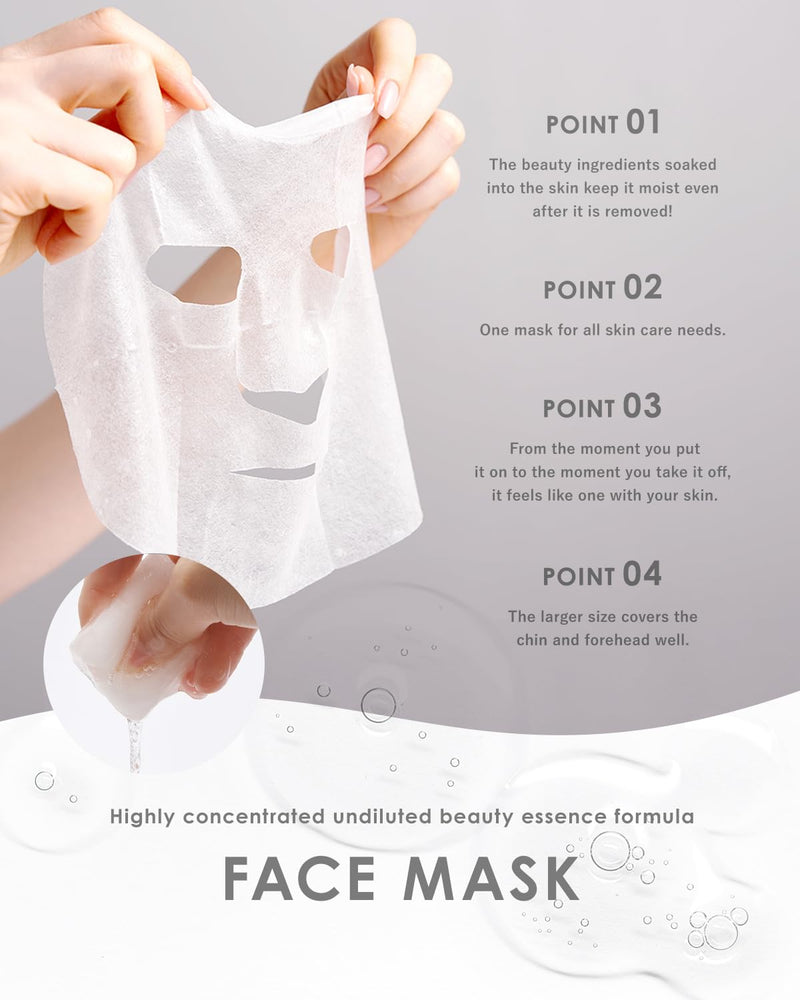KisoCare Japanese Facial Sheet Mask Variety Pack 24 Combo Pack - Hydrating Brightening Soothing - Made in Japan Hot Spring Water, Individually Packaged