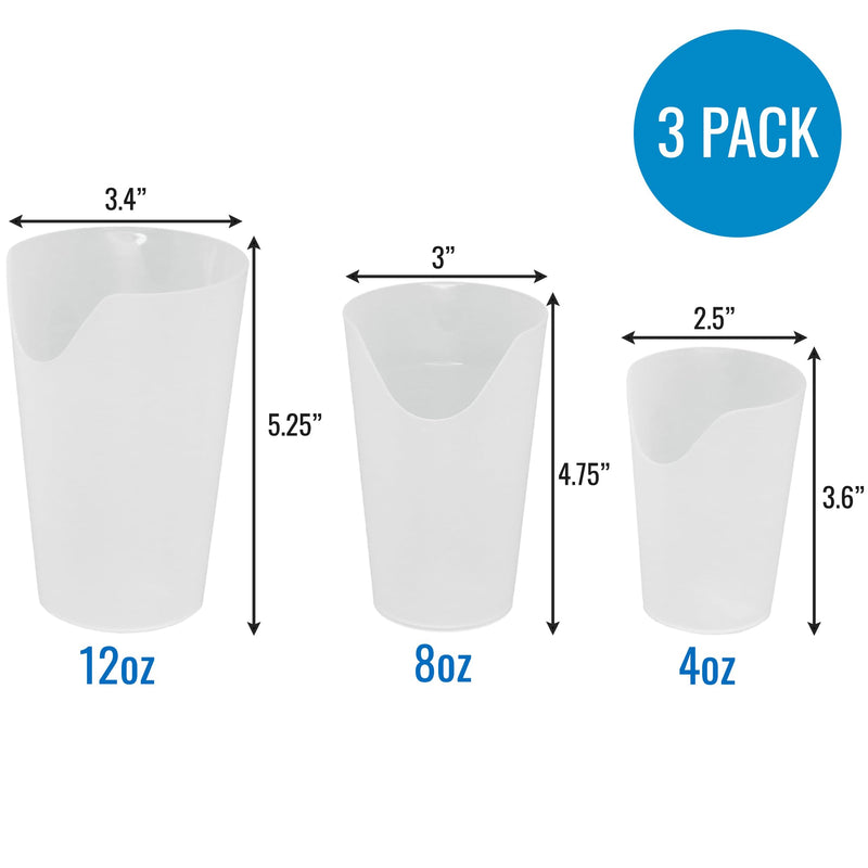[Australia] - HealthSmart Nosey Cup Set - 3 Pack (4, 8, and 12 oz) - Adult Sippy Cup, Autism Friendly, Dysphagia, Special Needs, Parkinsons and Occupational Therapy Tools, Elderly Assistance Products 4, 8, and 12 oz 