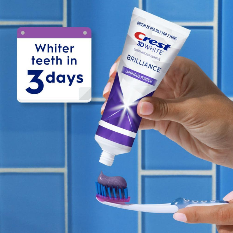 [Australia] - Crest 3D White Brilliance Luminous Purple Teeth Whitening Toothpaste, 4.6 oz Pack of 3, Anticavity Fluoride Toothpaste, Fights 100% More Surface Stains, 24 Hour Active Stain Prevention 4.6 Ounce (Pack of 3) 