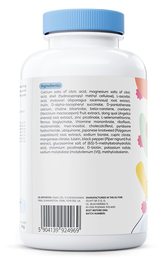 Osavi Multivitamins & Minerals Women – 180 Vegan Capsules | Supports Hormones, Skin & Reduces Fatigue | with Choline, CoQ10, Lutein | Plant extracts | Better Absorption with BioPerine®