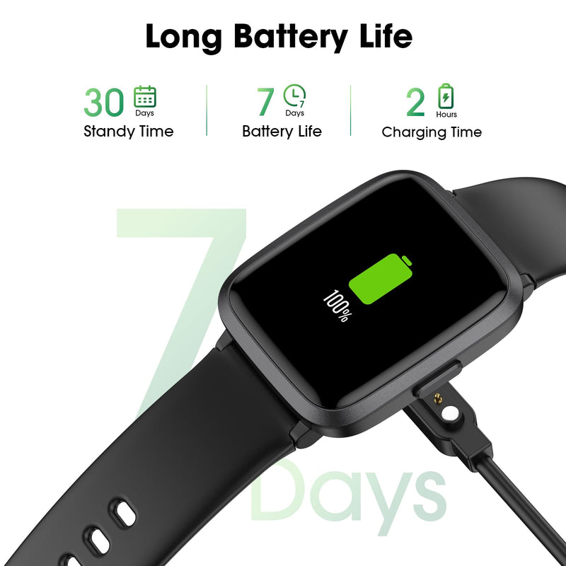 [Australia] - Fitness Tracker Watch, Step Tracker with Heart Rate, Blood Oxygen Sleep Monitor, 5ATM Waterproof Pedometer, Step Calorie Counter, Health Fitness Watch for Sports, Activity Tracker for Women Men Black 