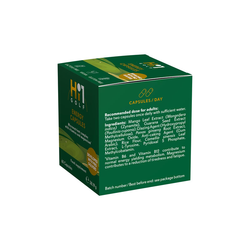 Hi1 GOLF Energy & Endurance – Golf Supplement, Stronger Swings, Faster Recovery Supports Energy, Stamina & Mental Focus with Ginseng, Green Tea & Guarana Extract, Magnesium, Vitamin B6 & B12-60Caps