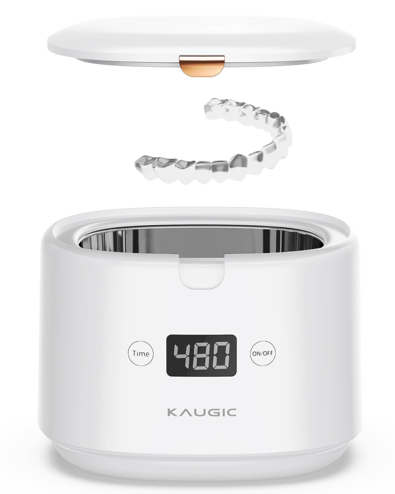 [Australia] - Retainer Cleaner with Upgraded MCU, 30W/45kHz Ultrasonic Frequency, 230ML Portable Retainer Cleaner Machine for Mouth Guards, Dentures, Night Guard, Aligner -White White 