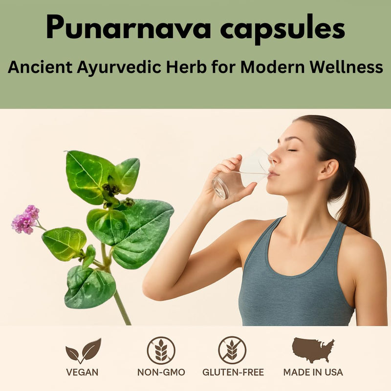 [Australia] - Punarnava Capsules (Boerhaavia Diffusa) 500mg ‚Äì 60 Veg Capsules | Herbal Wellness Supplement for Natural Kidney & Liver Support | Plant-Based Detox & Cleansing Formula | Pack of 1 