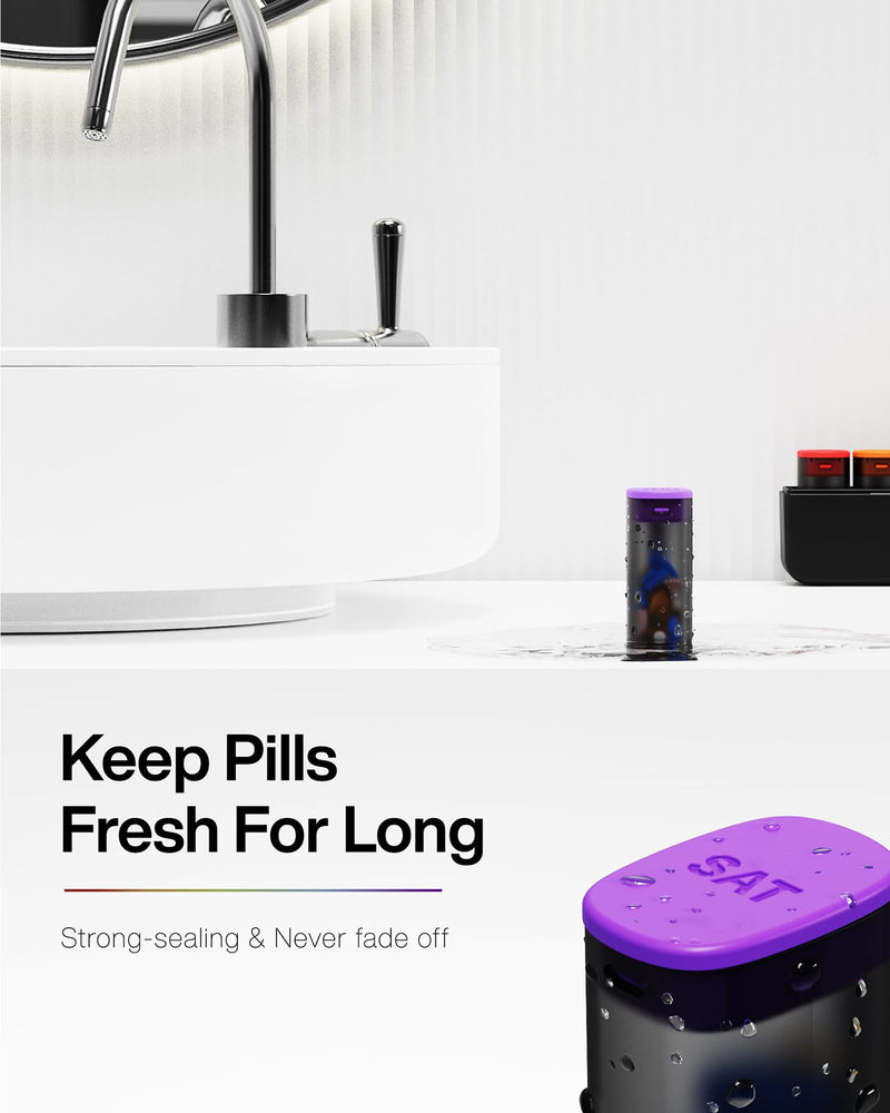Weekly Pill Organizer 1 Time a Day - Travel Pill Box 7 Days, Large Medicine Pill Case Container for Daily Medication Vitamin Supplement Fish Oil, Portable Week Pills Organizers Holder Dispenser, Black Translucent-black