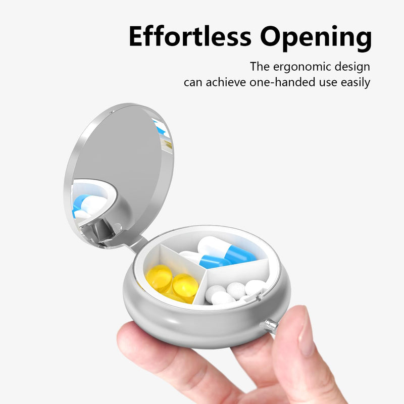 Pill Box-3 Compartment Small Pill Case for Purse & Pocket Mini Metal Pill Holder Travel Pill Container to Hold Supplements Vitamins BPA-Free (Garden Flower) Garden Flower