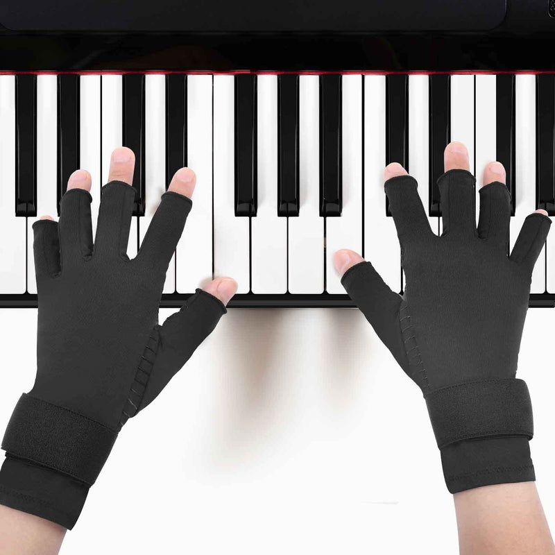 [Australia] - Tikaton Copper Infused Compression Arthritis Gloves with Wrist Strap for Hand Pain,Carpal Tunnel,Tendonitis, Fits Women & Men Small/Medium 