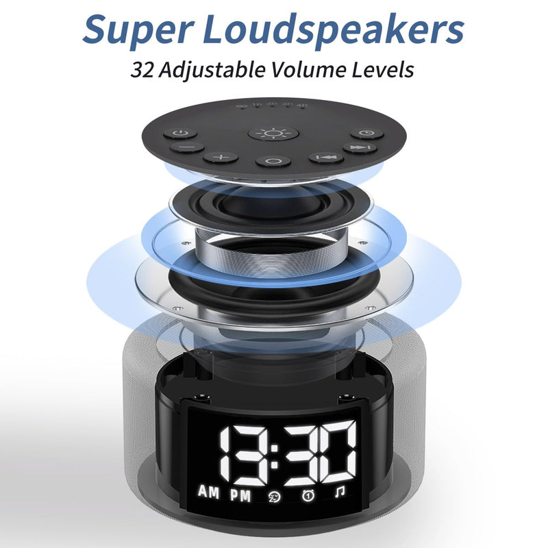 [Australia] - 【3 in 1】 Sound Machine Alarm Clock Night Light White Noise Machine with 27 Sleeping Sounds for Baby Kids Adults 32 Level Volume Auto Off Timer Memory Function Digital Clock with 30 Wake Up Sounds Light black 