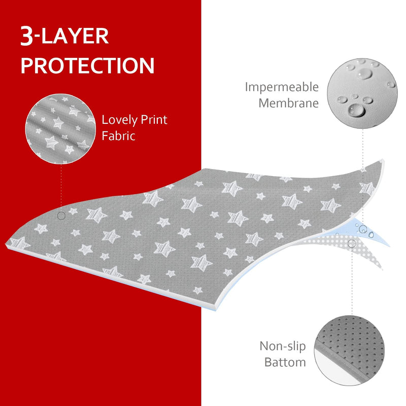 [Australia] - Splat Mat for Under High Chair, Non Slip Waterproof Mealtime Floor Mats Washable Portable Picnic Splash Mat for Baby Art/Craft/Playtime, 42X46 Inch - Grey Star 